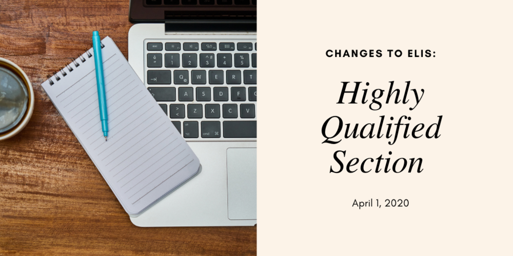 Changes to Highly Qualified Section in ELIS