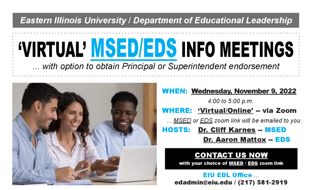 EIU Virtual MSED/EDS Info Meetings