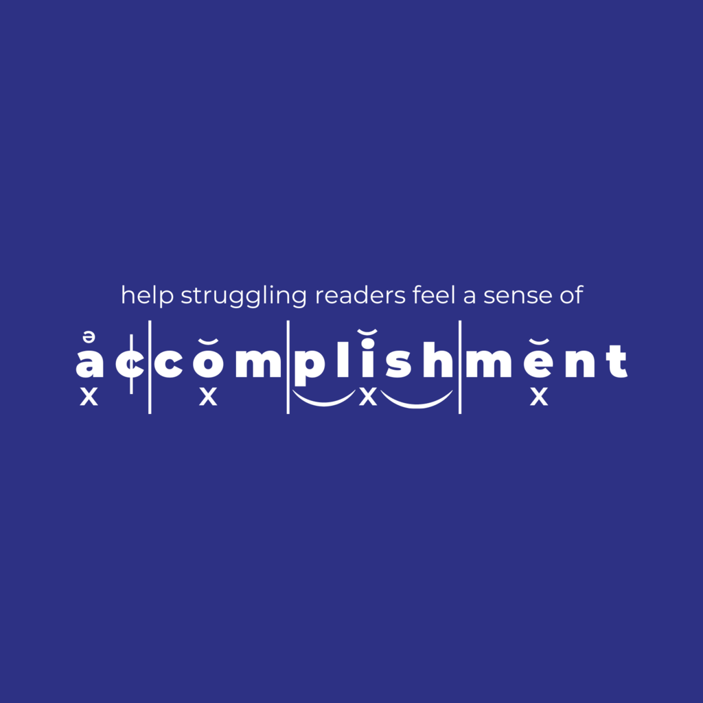 help struggling readers feel a sense of accomplishment ("accomplishment" is broken down phonetically