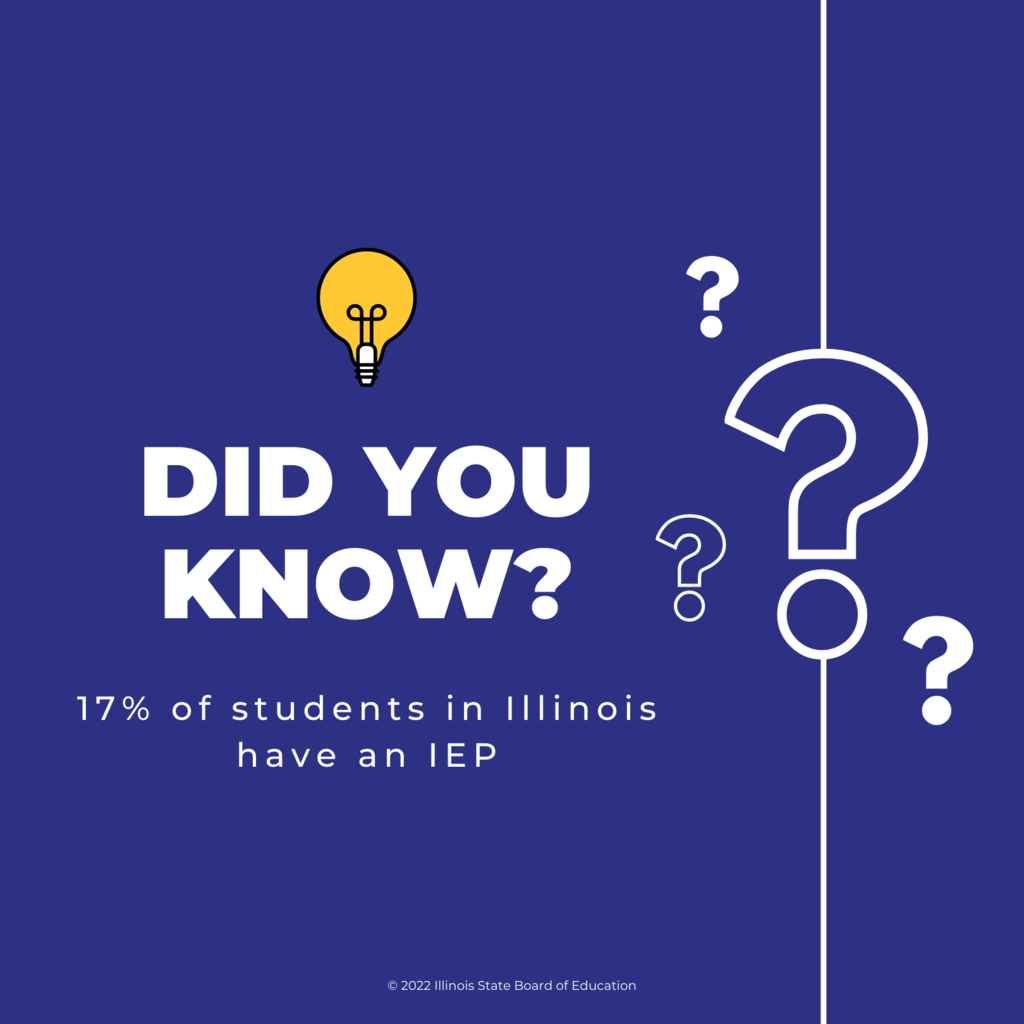 Fact from the Illinois State Board of Education: 17% of students in Illinois have an IEP